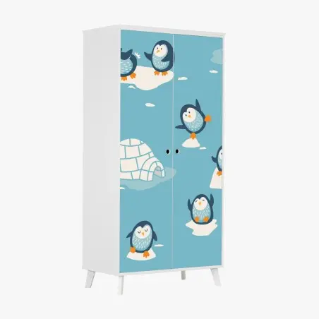 Adesivo per armadio pinguini felici sul ghiaccio • Wallissimo®
