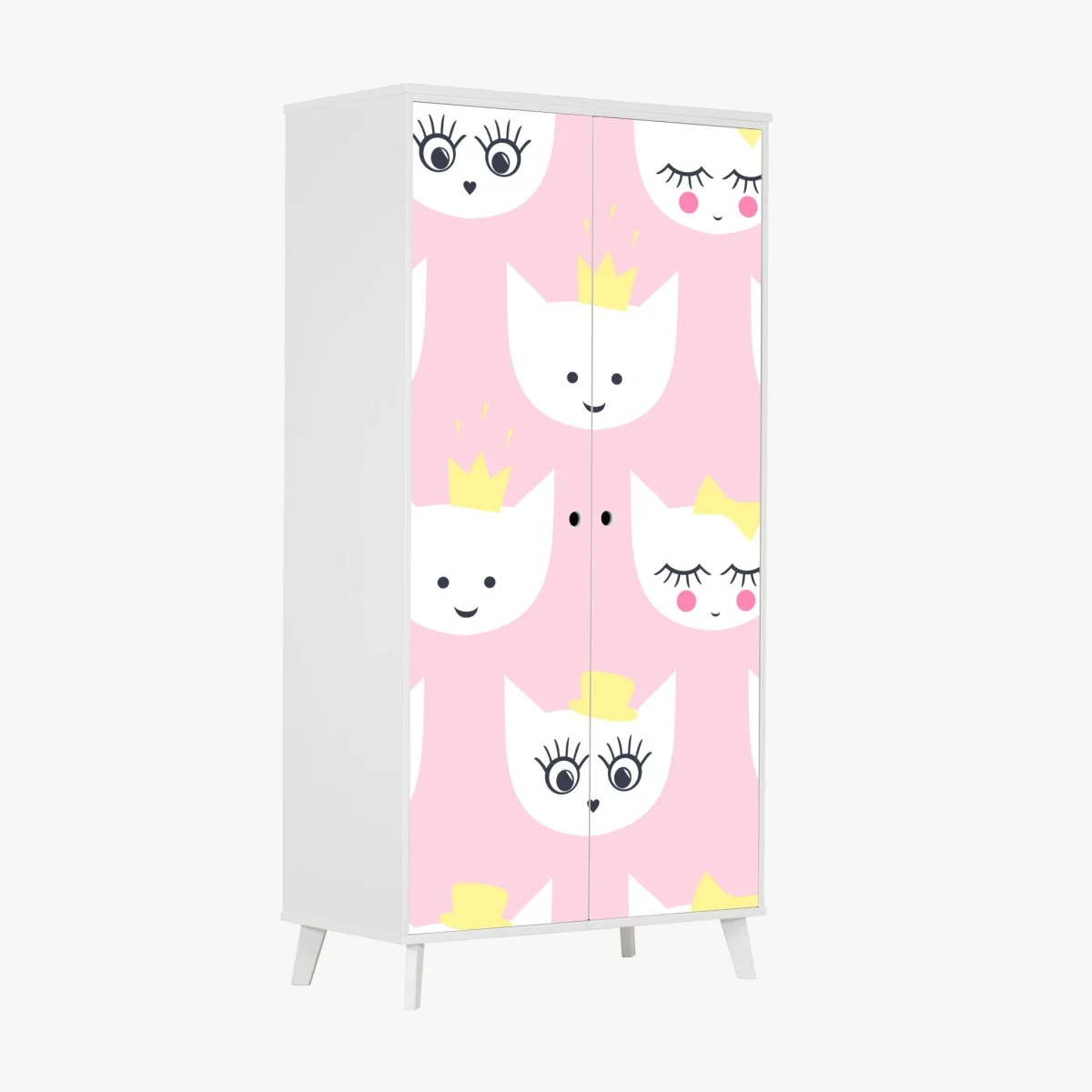 Adesivo per armadio gattini principesse su sfondo rosa • Wallissimo® Adesivo per armadio gattini principesse su sfondo rosa • Wallissimo®