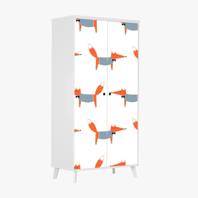 Adesivo per armadio pattern di volpi stilizzate a righe