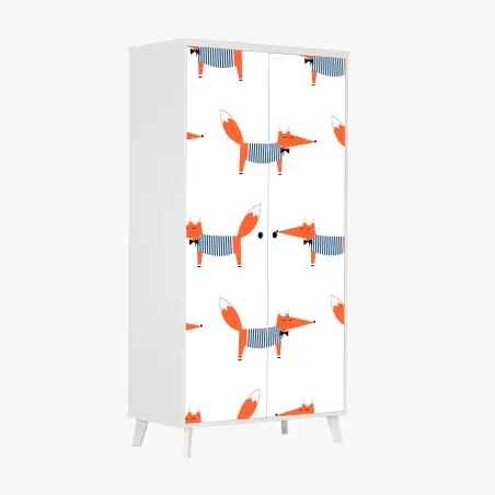 Adesivo per armadio pattern di volpi stilizzate a righe • Wallissimo®