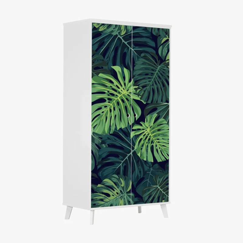 Adesivo per armadio motivo foglie di monstera tropicale