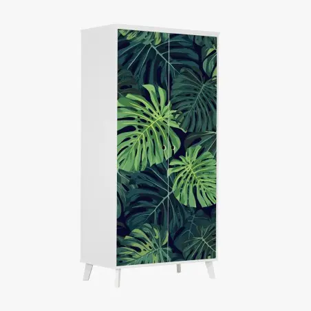 Adesivo per armadio motivo foglie di monstera tropicale • Wallissimo®