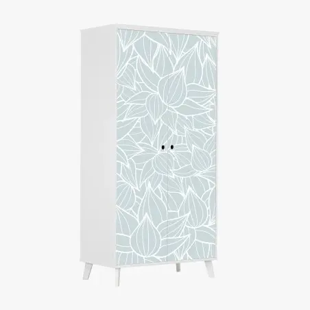 Adesivo per armadio motivo botanico in azzurro polvere • Wallissimo®
