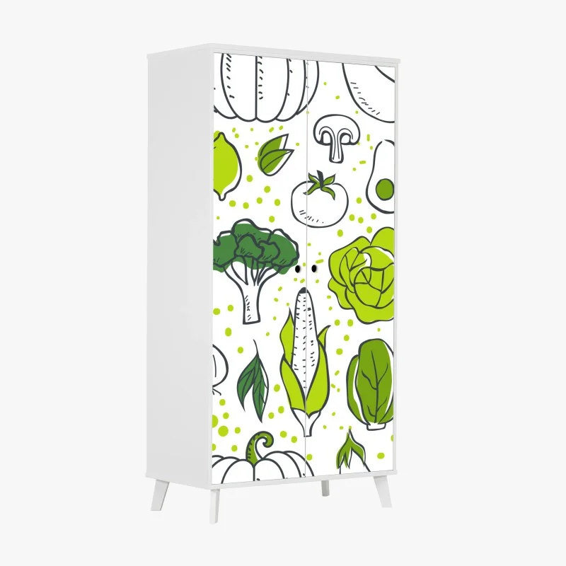 Adesivo per armadio motivo di verdure disegnate a mano per decorazioni