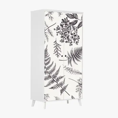 Adesivo per armadio eleganza botanica con felci e bacche • Wallissimo®