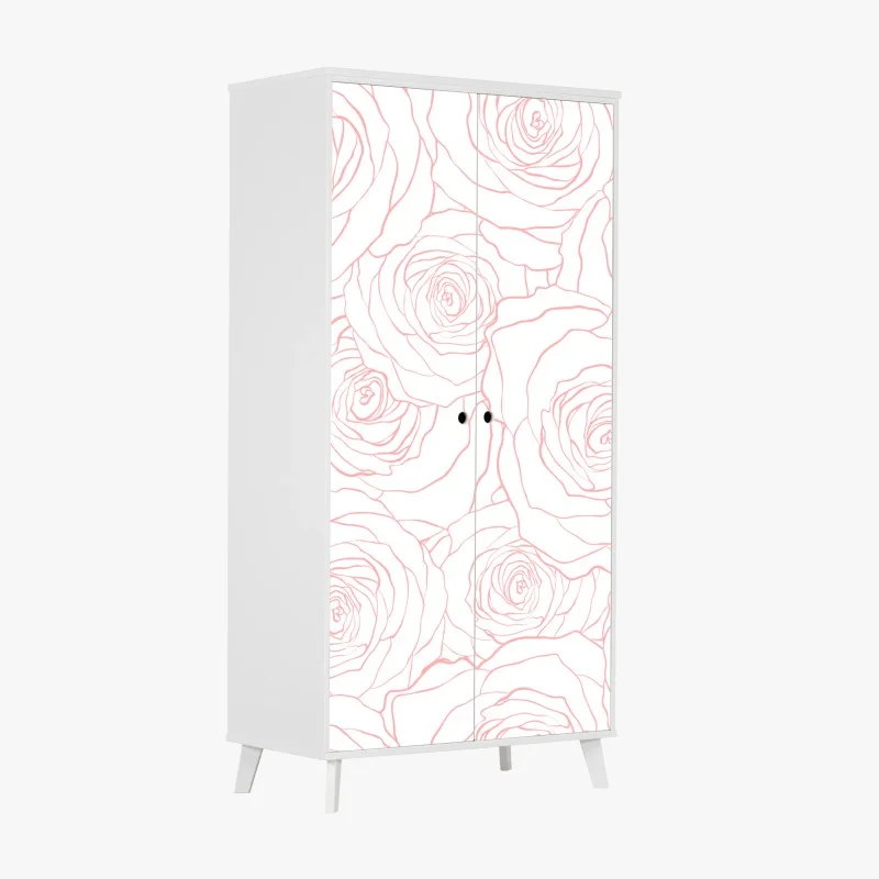 Adesivo per armadio motivo di rose rosa delicato