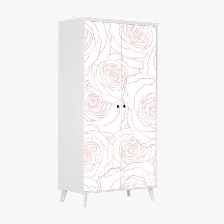Adesivo per armadio motivo di rose rosa delicato • Wallissimo®