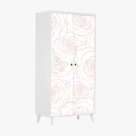 Adesivo per armadio motivo di rose rosa delicato • Wallissimo®
