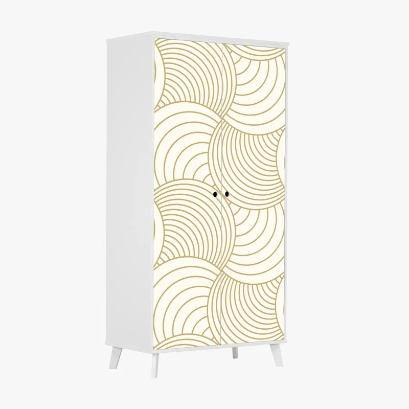 Adesivo per armadio motivo a cerchi concentrici dorati