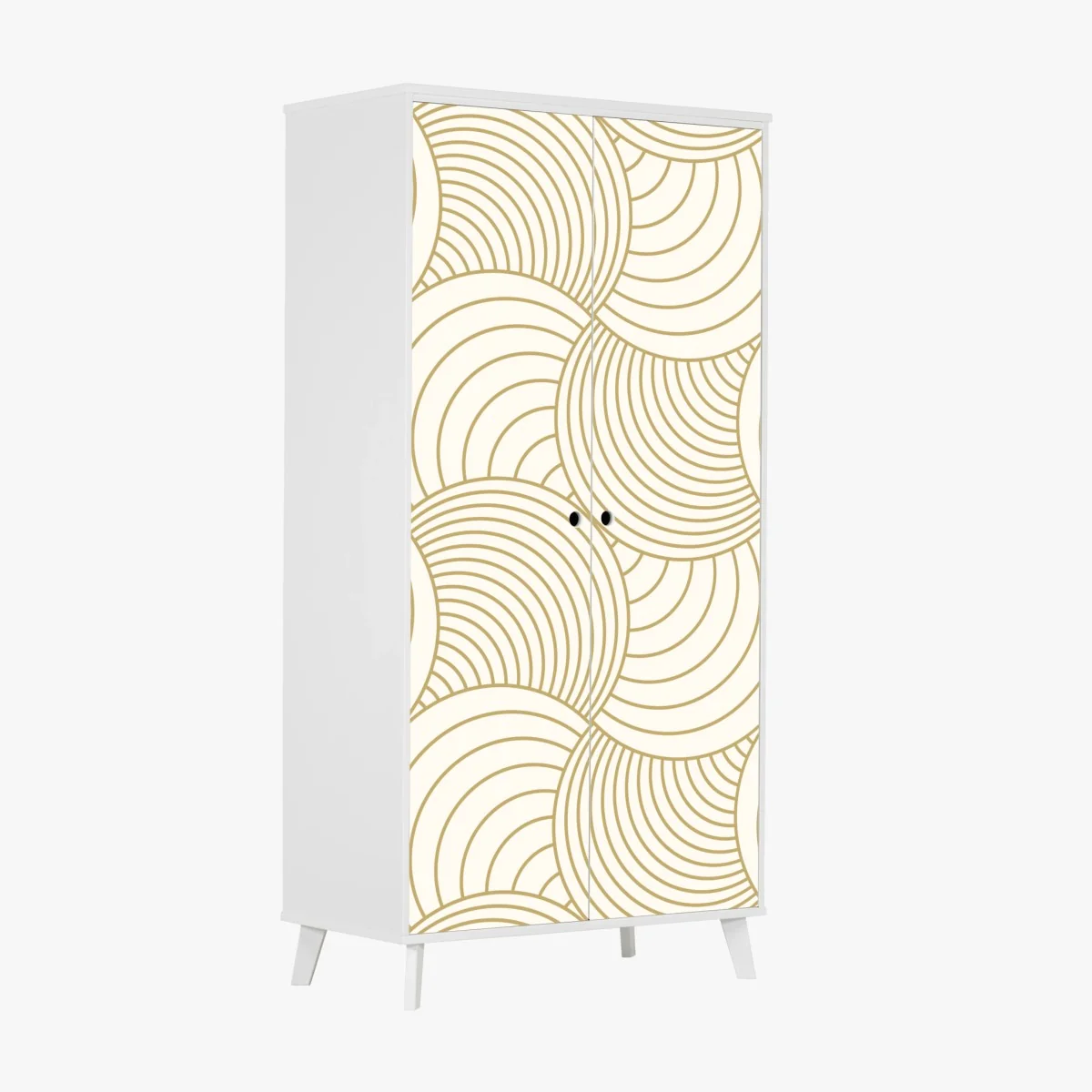 Adesivo per armadio motivo a cerchi concentrici dorati • Wallissimo® Adesivo per armadio motivo a cerchi concentrici dorati • Wallissimo®