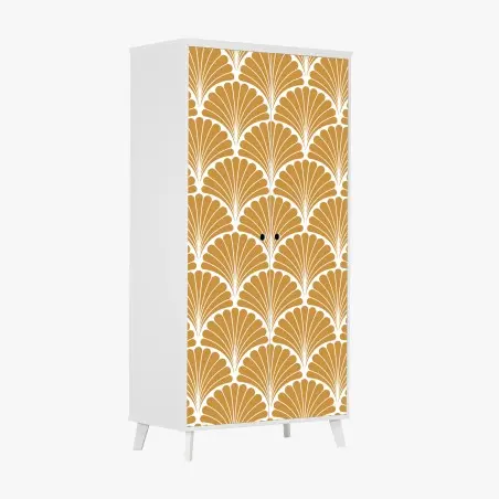 Adesivo per armadio elegante motivo art déco a conchiglia oro • Wallissimo®