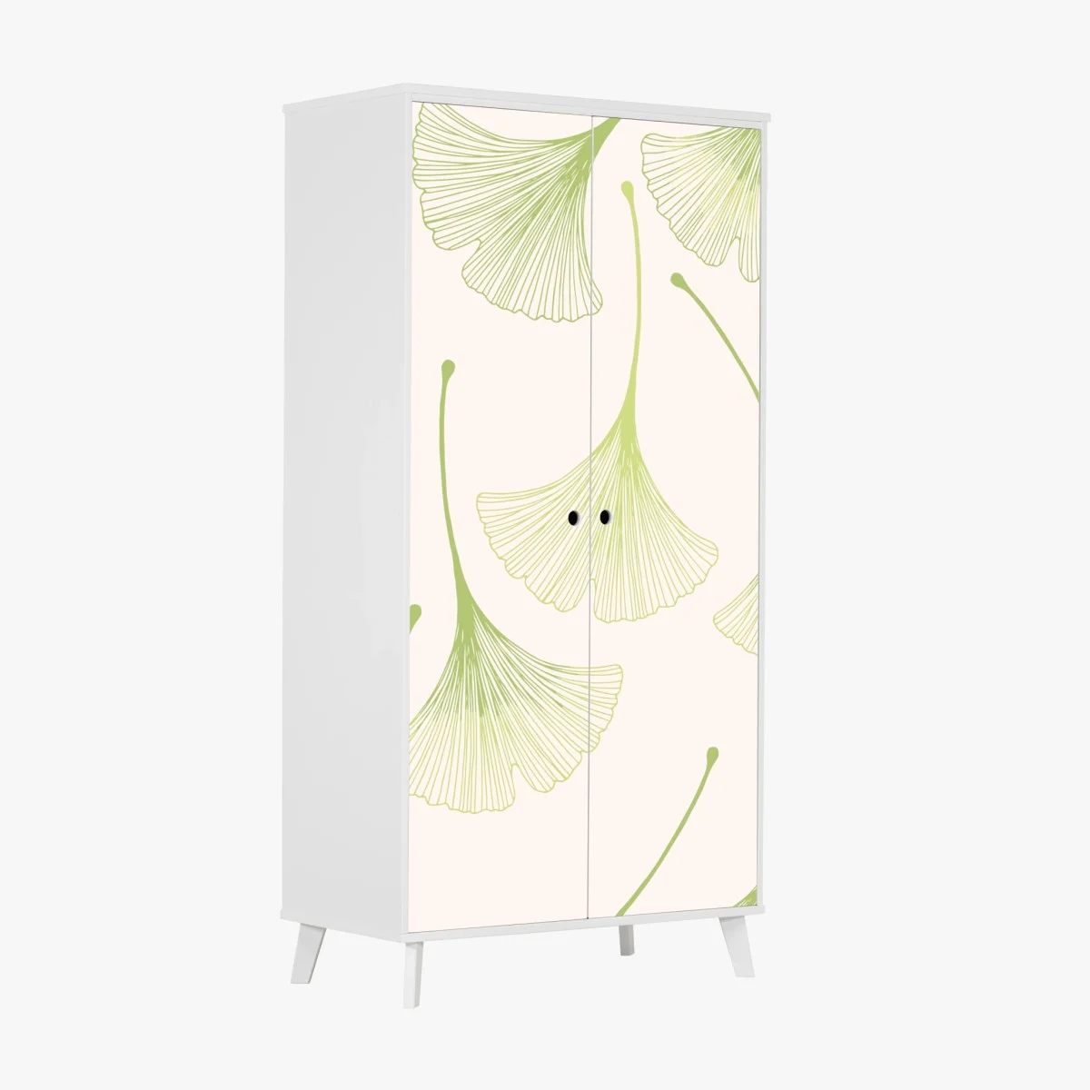 Adesivo per armadio motivo di foglie di ginkgo in stile minimal • Wallissimo® Adesivo per armadio motivo di foglie di ginkgo in stile minimal • Wallissimo®