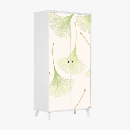Adesivo per armadio motivo di foglie di ginkgo in stile minimal • Wallissimo®