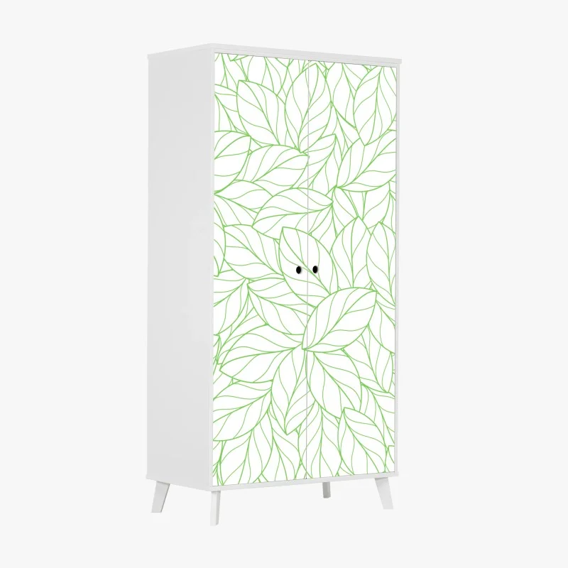 Adesivo per armadio motivo botanico foglie verdi minimaliste