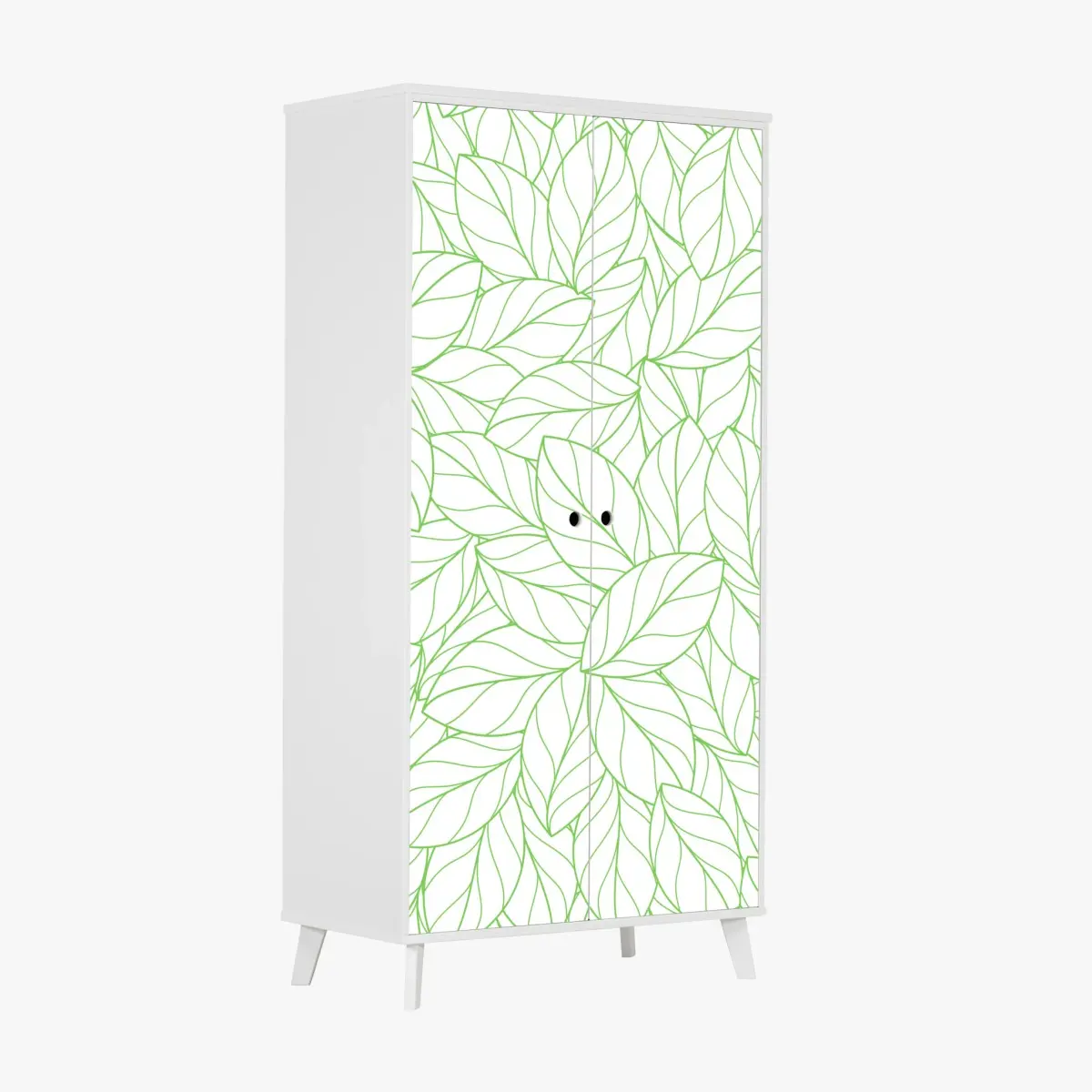 Adesivo per armadio motivo botanico foglie verdi minimaliste • Wallissimo®