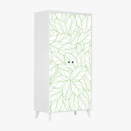 Adesivo per armadio motivo botanico foglie verdi minimaliste • Wallissimo®