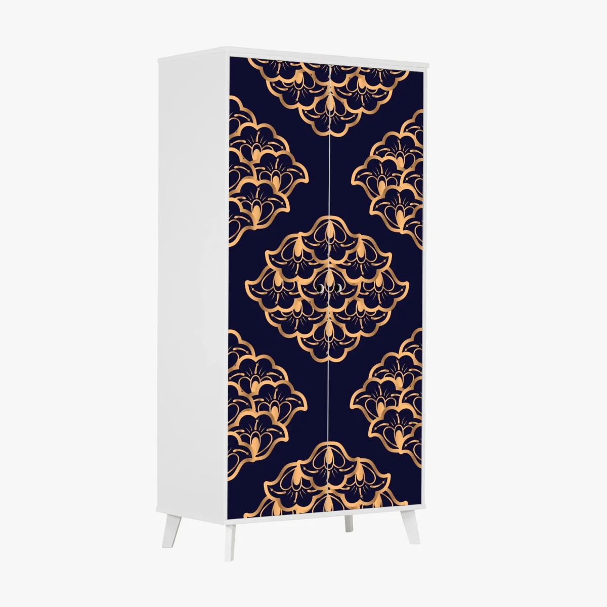 Adesivo per armadio motivo ornamentale dorato su sfondo blu notte • Wallissimo® Adesivo per armadio motivo ornamentale dorato su sfondo blu notte • Wallissimo®