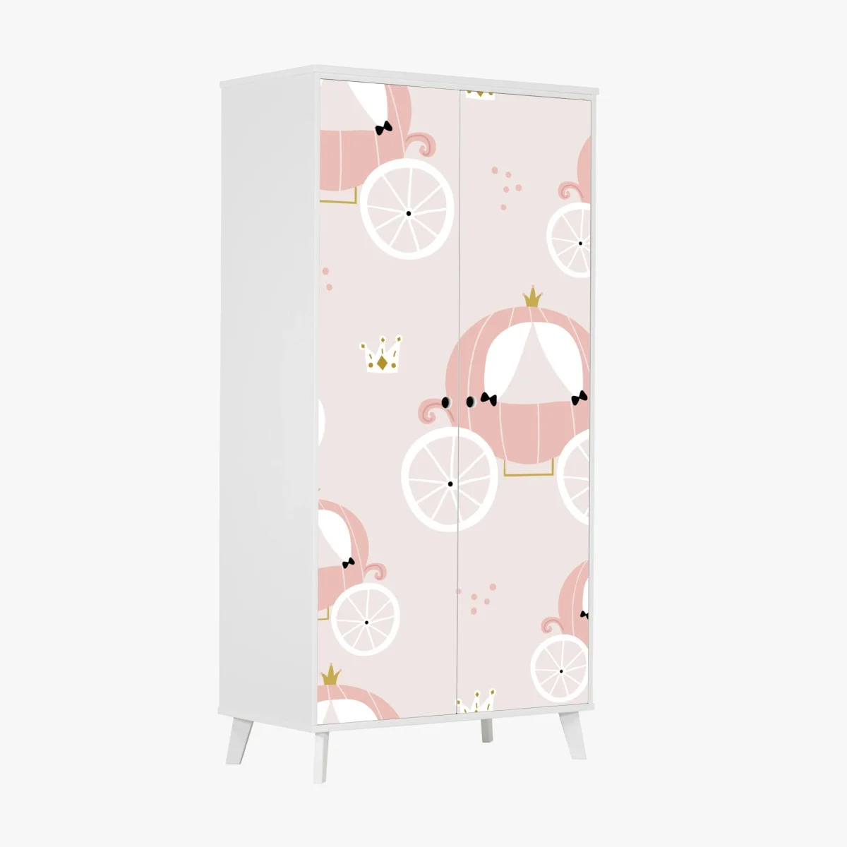 Adesivo per armadio carrozza della principessa in rosa pastello • Wallissimo® Adesivo per armadio carrozza della principessa in rosa pastello • Wallissimo®