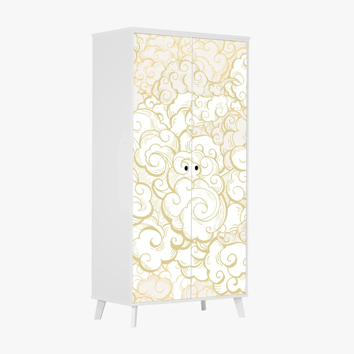 Adesivo per armadio motivo di nuvole dorate ornamentali • Wallissimo® Adesivo per armadio motivo di nuvole dorate ornamentali • Wallissimo®