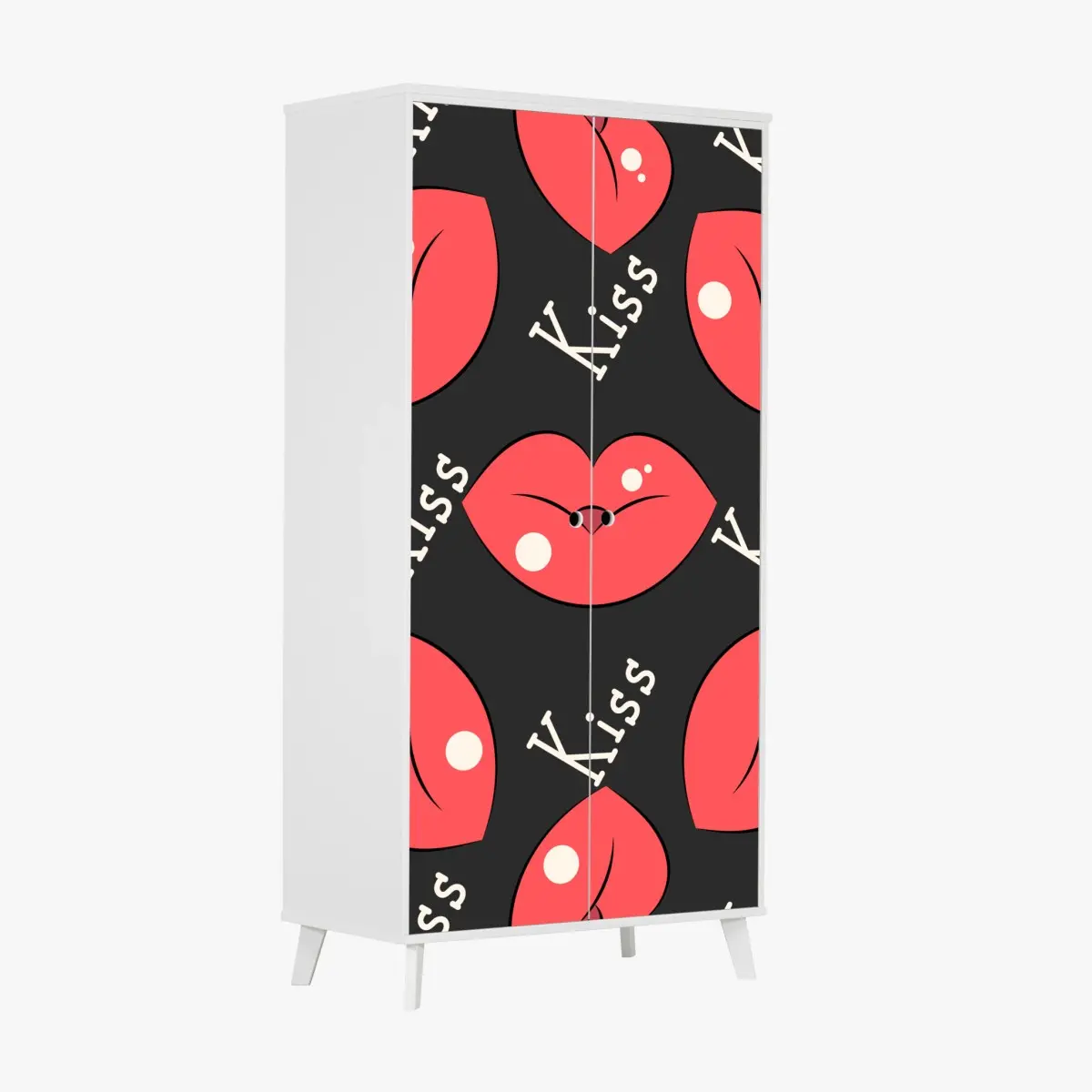 Adesivo per armadio motivo labbra rosse in stile pop art • Wallissimo®