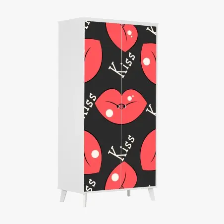 Adesivo per armadio motivo labbra rosse in stile pop art • Wallissimo®