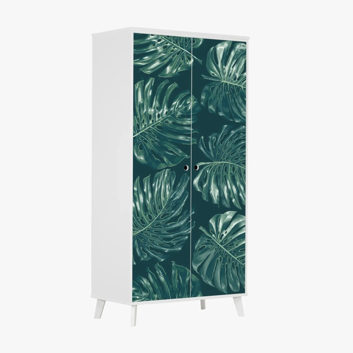 Adesivo per armadio motivo di foglie di monstera tropicale • Wallissimo® Adesivo per armadio motivo di foglie di monstera tropicale • Wallissimo®