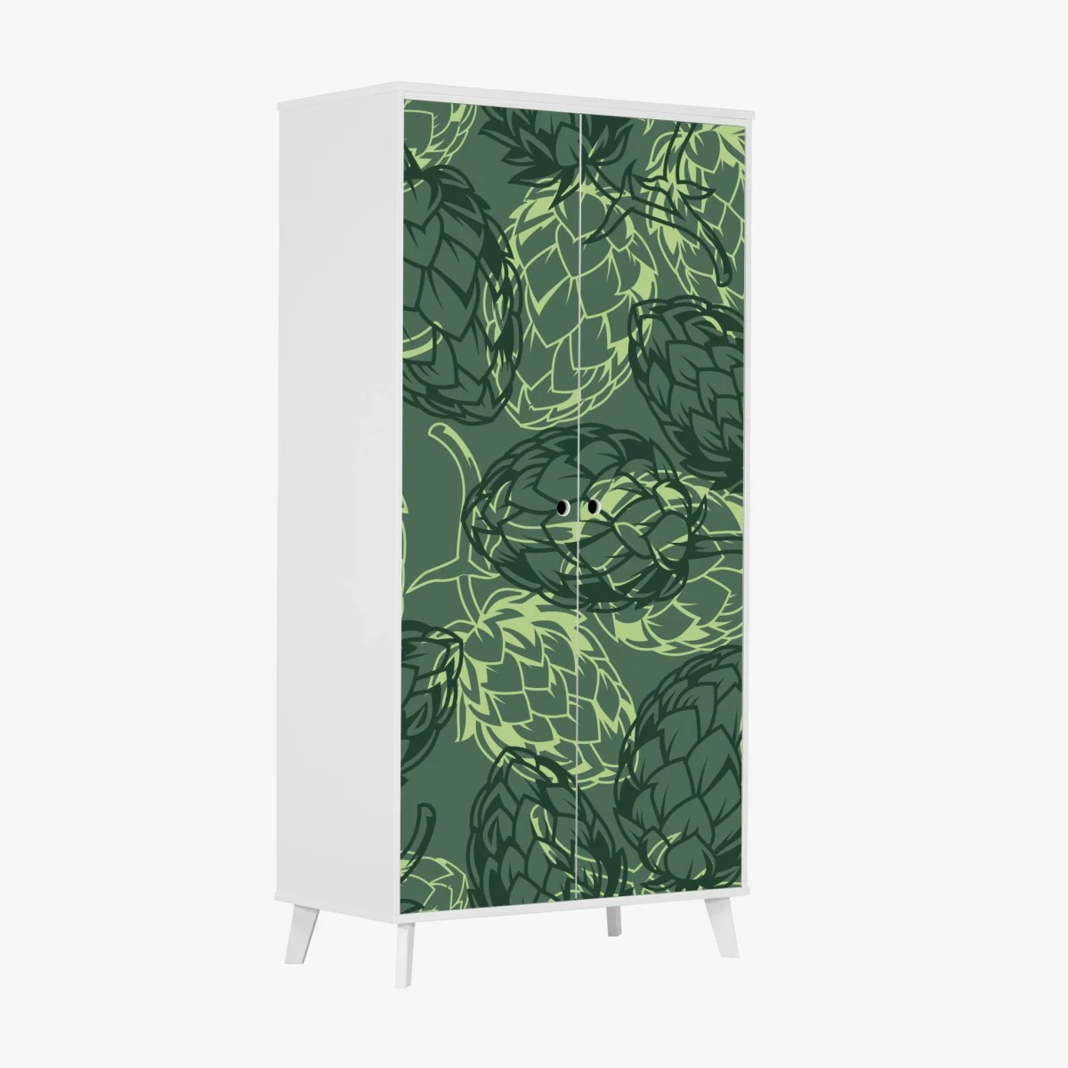 Adesivo per armadio motivo di luppolo verde a effetto botanico • Wallissimo® Adesivo per armadio motivo di luppolo verde a effetto botanico • Wallissimo®