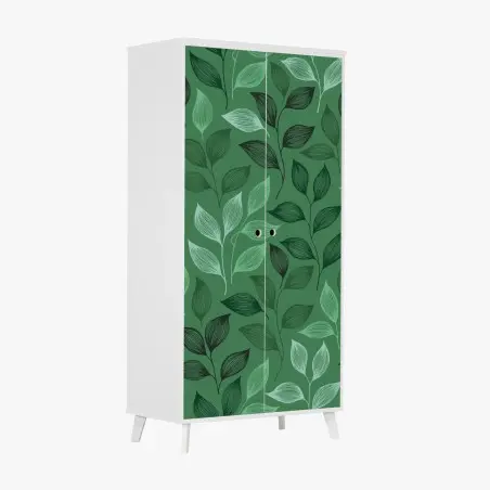Adesivo per armadio motivo botanico foglie verdi • Wallissimo®