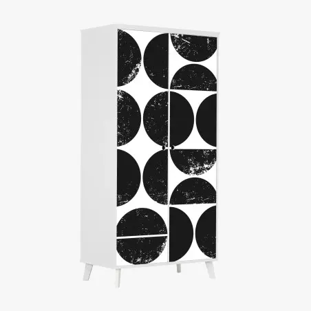 Adesivo per armadio motivo geometrico astratto in bianco e nero • Wallissimo®