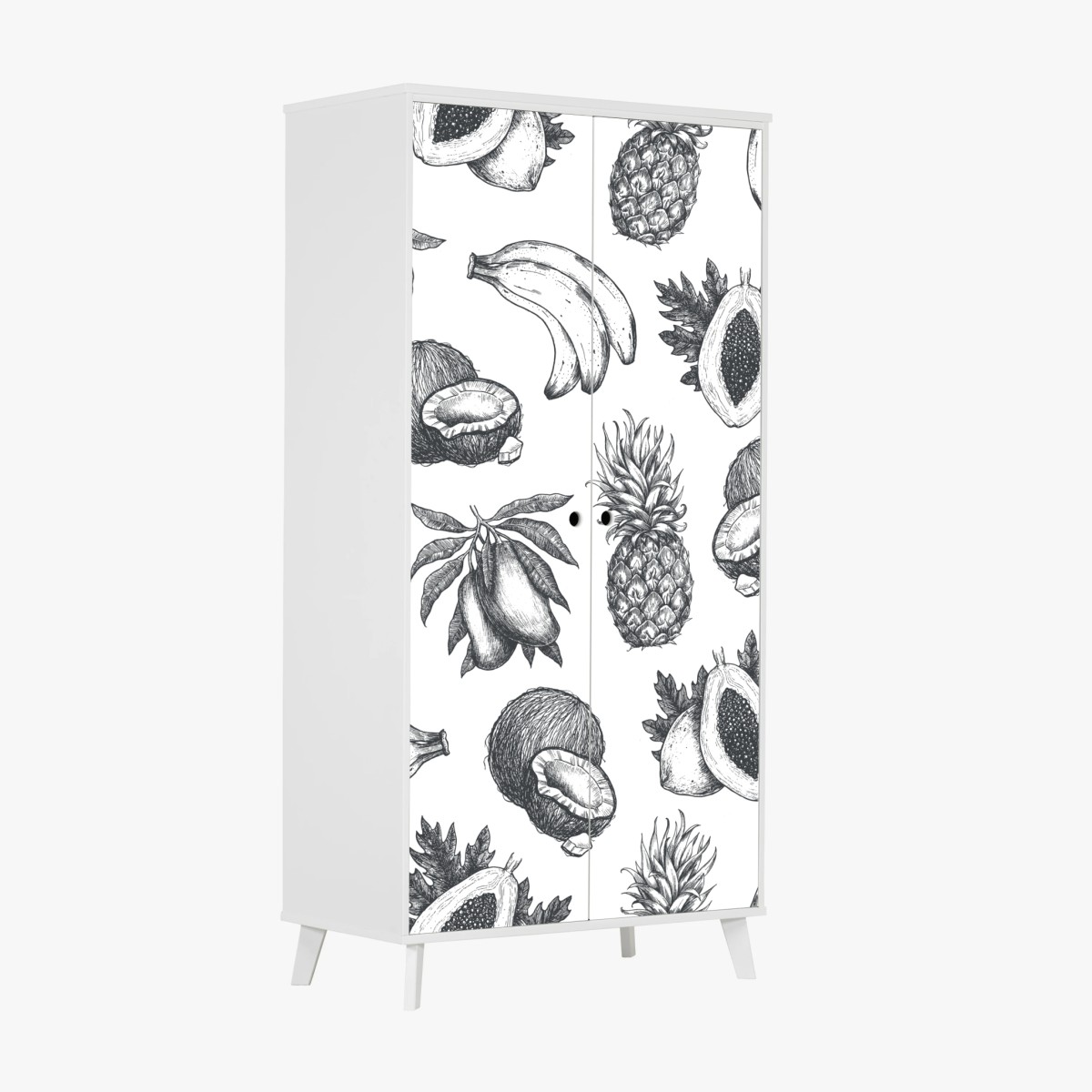 Adesivo per armadio motivo tropicale disegnato a mano • Wallissimo®