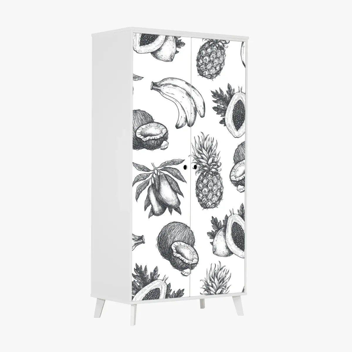 Adesivo per armadio motivo tropicale disegnato a mano • Wallissimo®