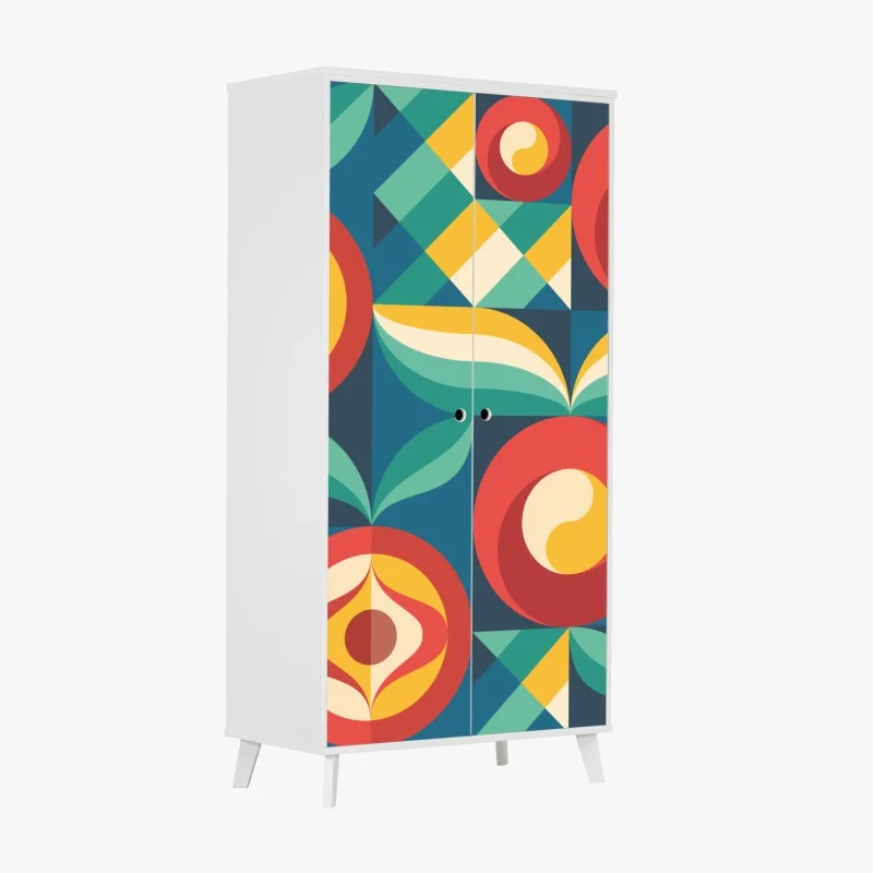 Adesivo per armadio motivo floreale geometrico in stile mid-century