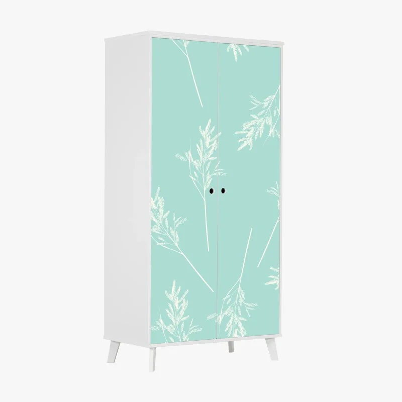 Adesivo per armadio motivo botanico turchese delicato