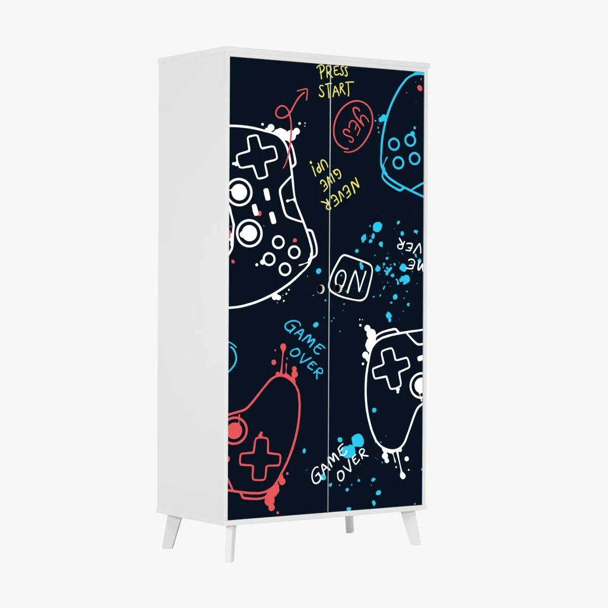 Adesivo per armadio motivo controller colorati per decorazione murale • Wallissimo® Adesivo per armadio motivo controller colorati per decorazione murale • Wallissimo®