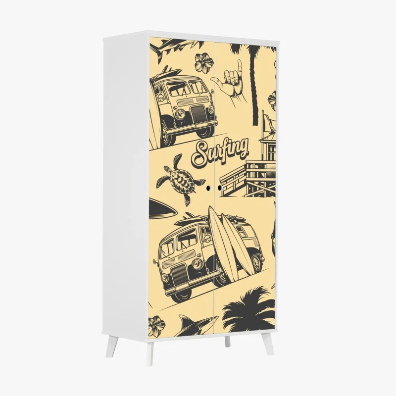 Adesivo per armadio motivo surf retrò tropicale
