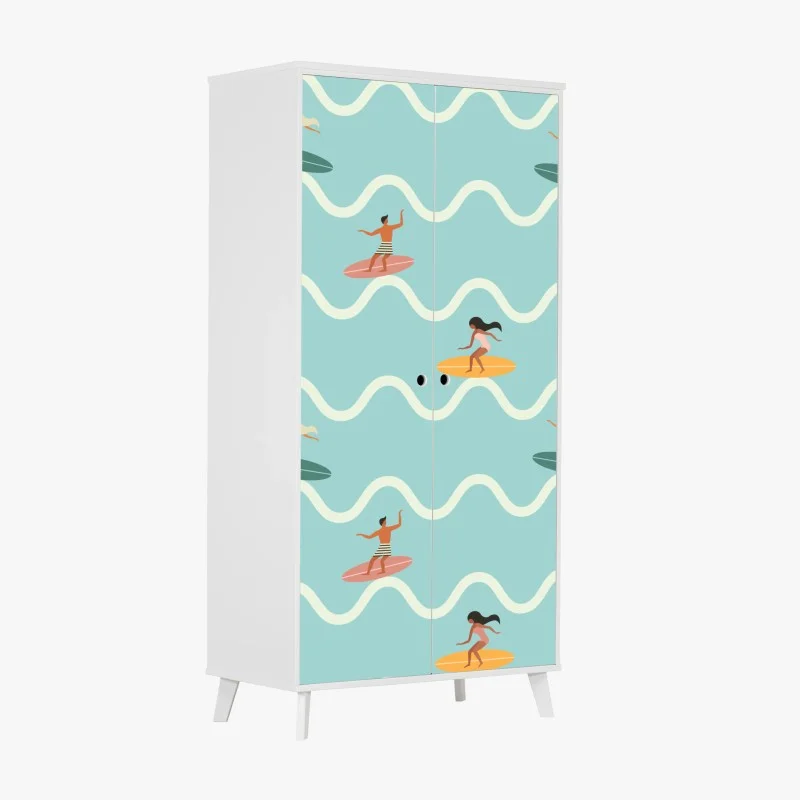 Adesivo per armadio motivo surf sulle onde estive
