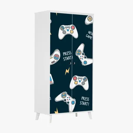 Adesivo per armadio motivo gamer con controller e console • Wallissimo®