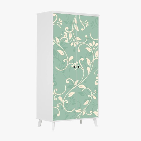 Adesivo per armadio motivo floreale elegante in verde menta • Wallissimo®