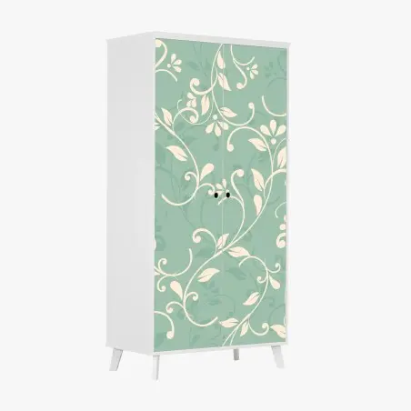 Adesivo per armadio motivo floreale elegante in verde menta • Wallissimo®