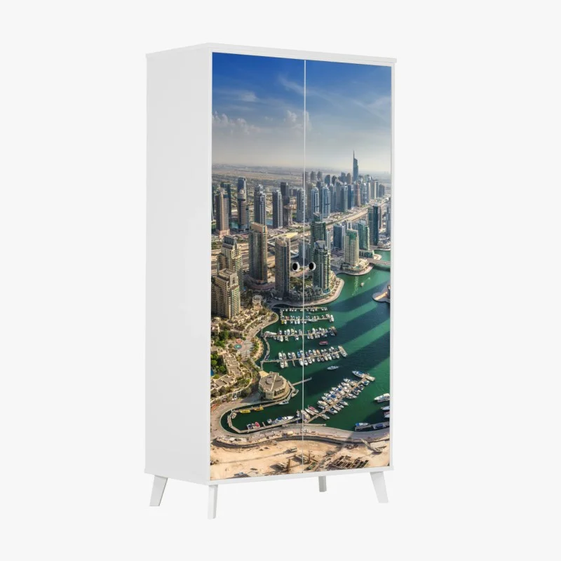 Adesivo per armadio vista panoramica di Dubai Marina, skyline moderno