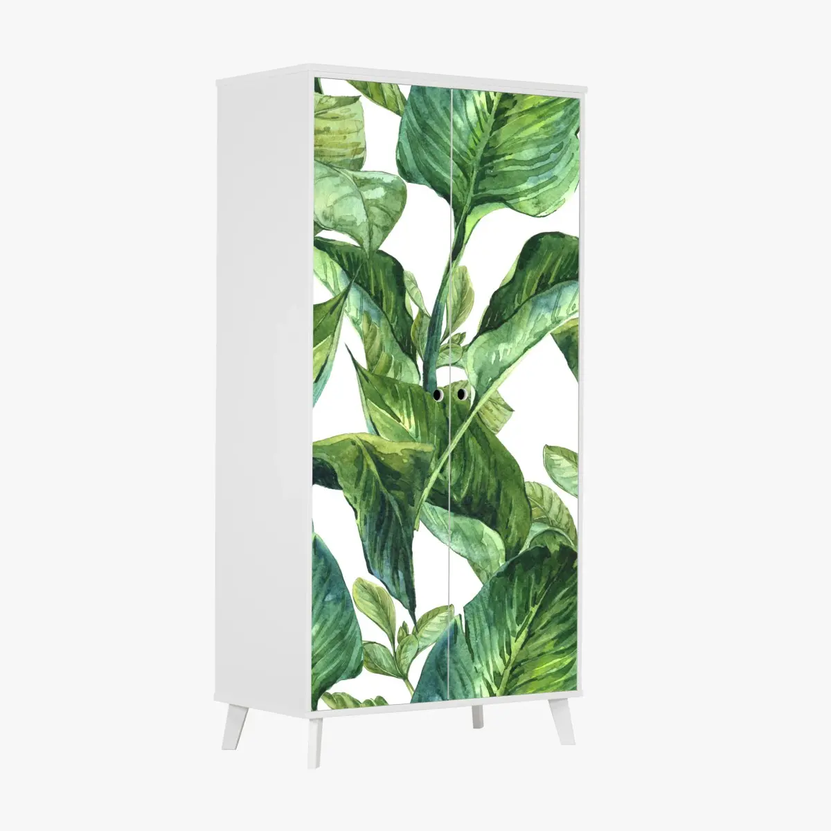 Adesivo per armadio motivo botanico di foglie tropicali in acquerello • Wallissimo®