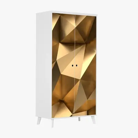Adesivo per armadio motivo geometrico dorato effetto sfaccettato • Wallissimo®