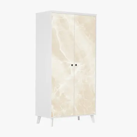 Adesivo per armadio marmo beige venato elegante • Wallissimo®