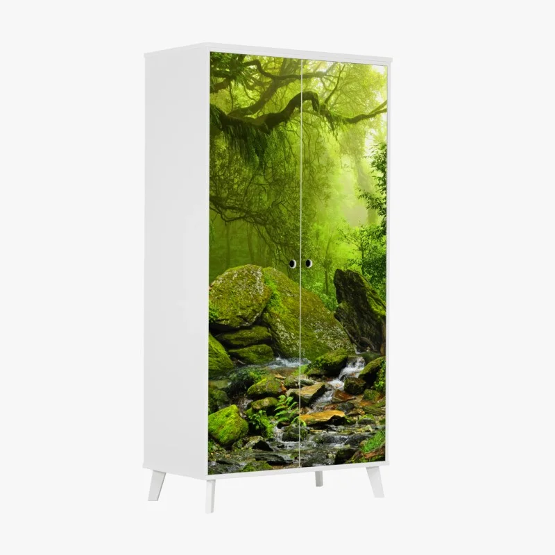 Adesivo per armadio bosco incantato: luce e muschio