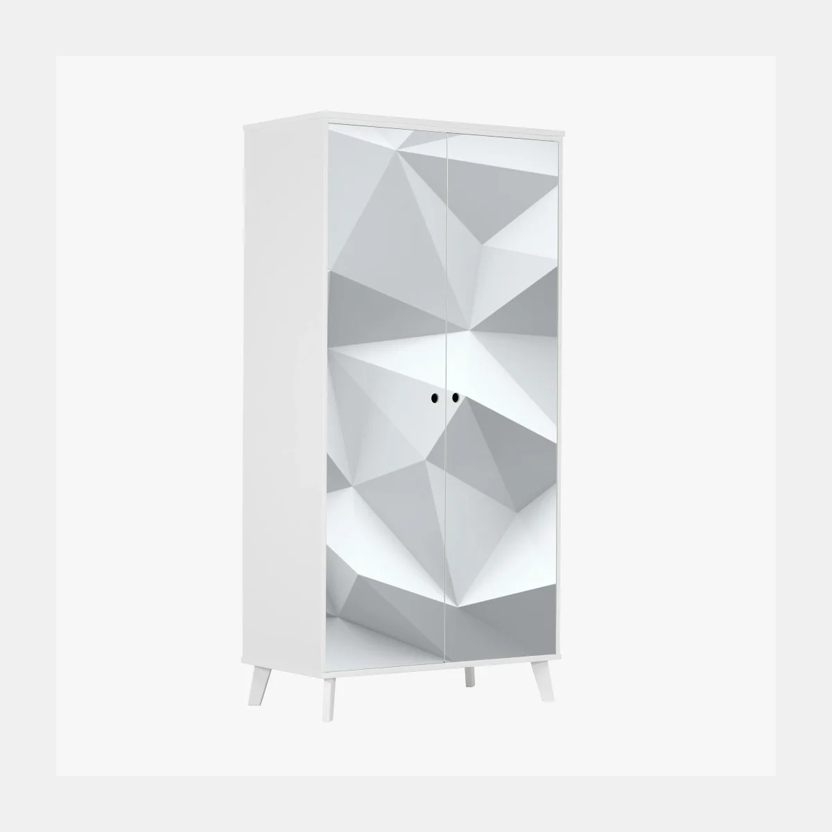 Adesivo per armadio motivo geometrico low poly in bianco e grigio • Wallissimo® Adesivo per armadio motivo geometrico low poly in bianco e grigio • Wallissimo®