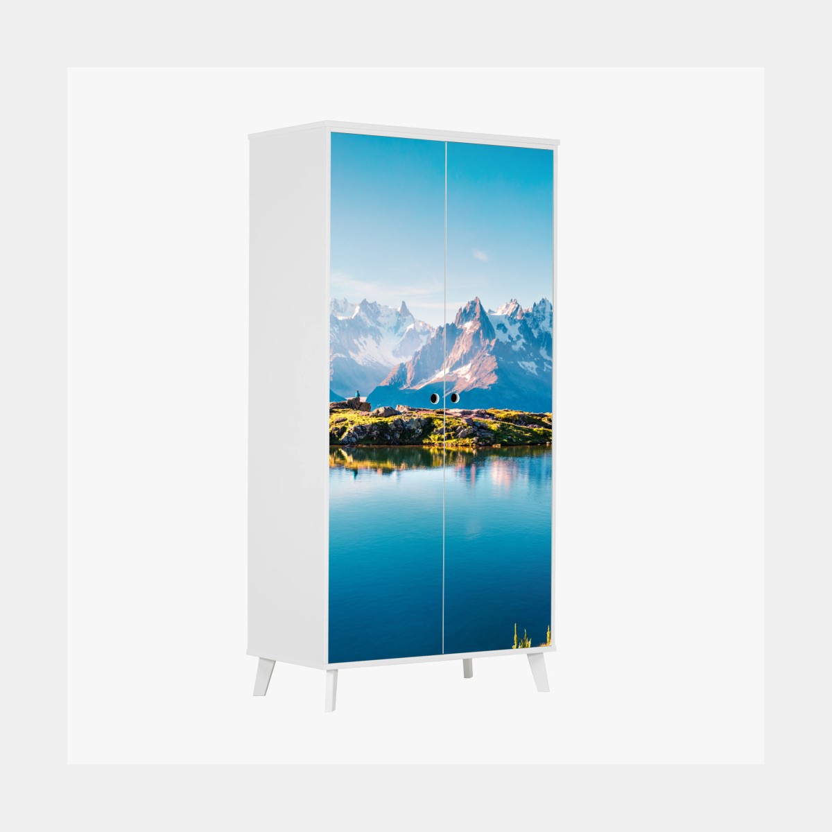 Adesivo per armadio riflessi alpini: Lac Blanc e Mont Blanc • Wallissimo®