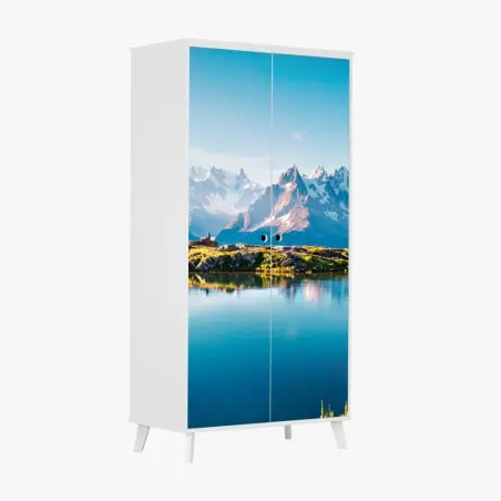 Adesivo per armadio riflessi alpini: Lac Blanc e Mont Blanc • Wallissimo®