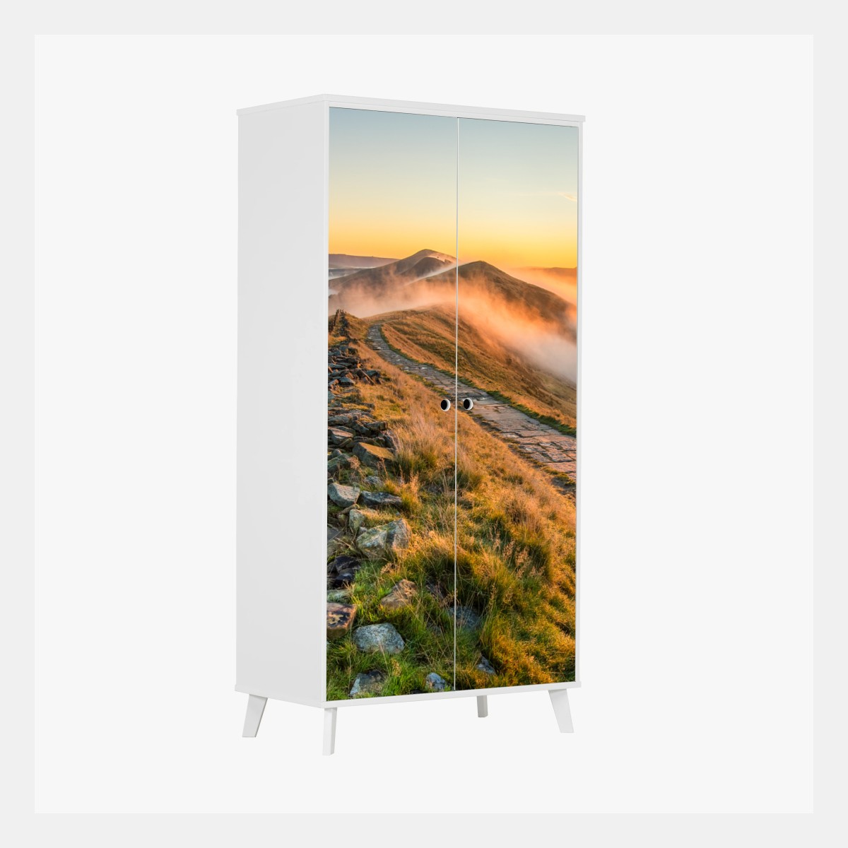 Adesivo per armadio sentiero tra le nuvole al tramonto • Wallissimo®