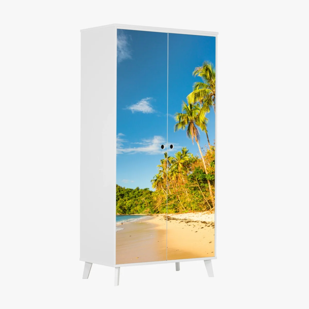 Adesivo per armadio spiaggia tropicale dorata al tramonto • Wallissimo® Adesivo per armadio spiaggia tropicale dorata al tramonto • Wallissimo®