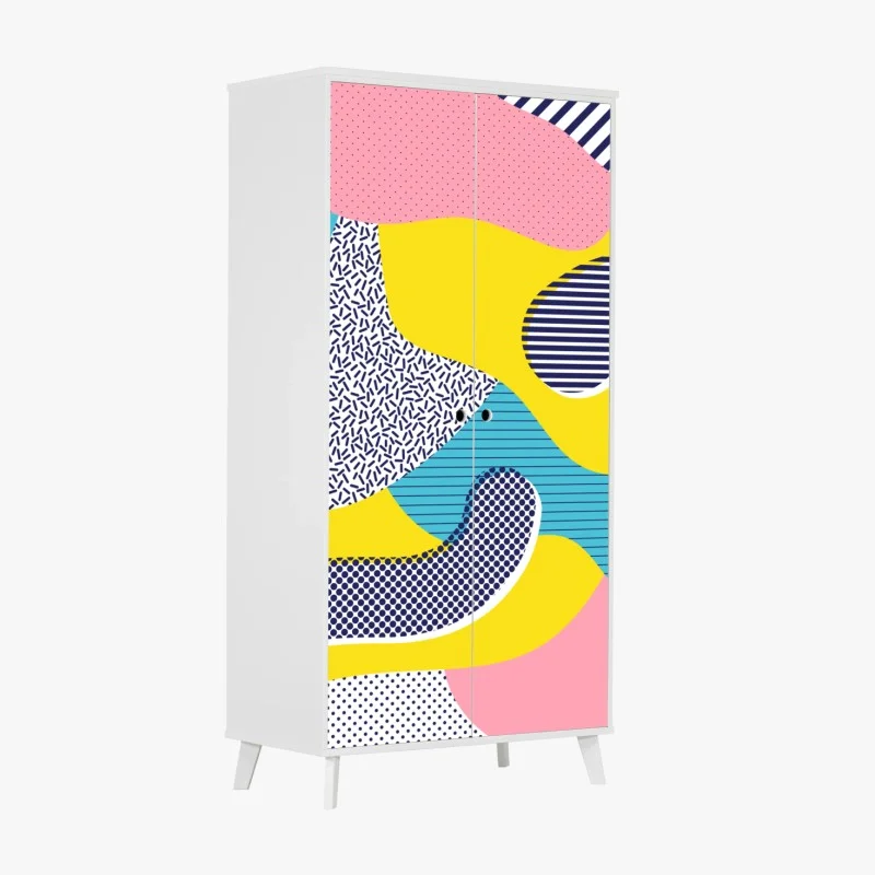 Adesivo per armadio composizione astratta stile memphis colorata